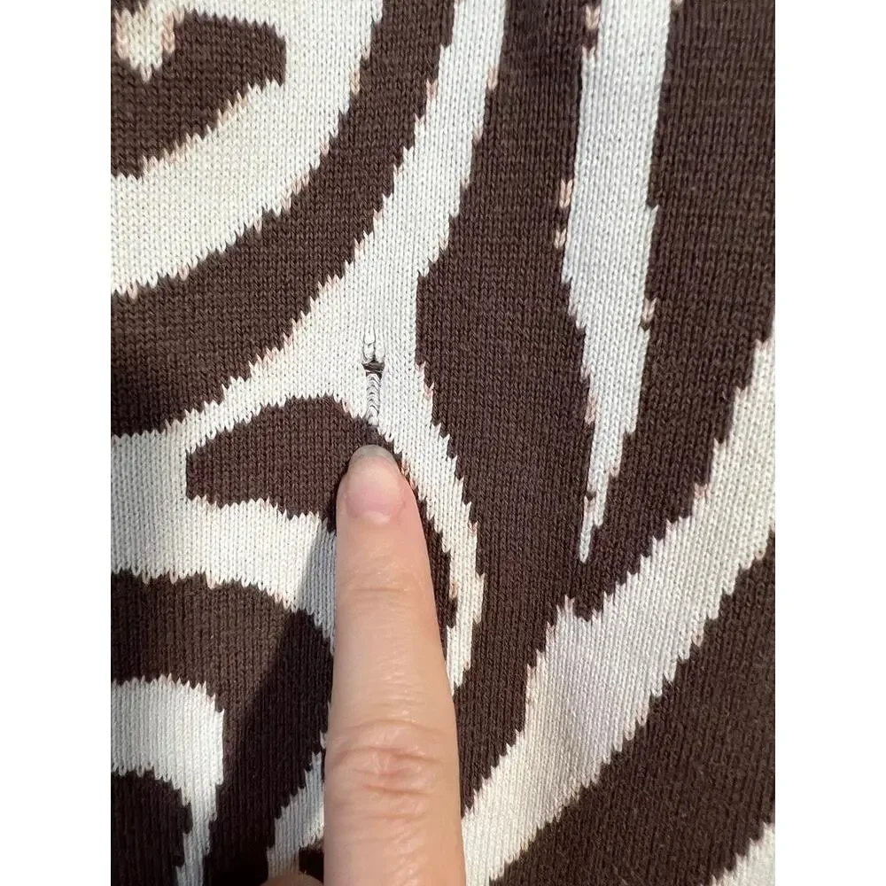 West Elm x Pottery Barn Kids Zebra Knit Throw Blanket Tan Brown 30x40 Cotton
